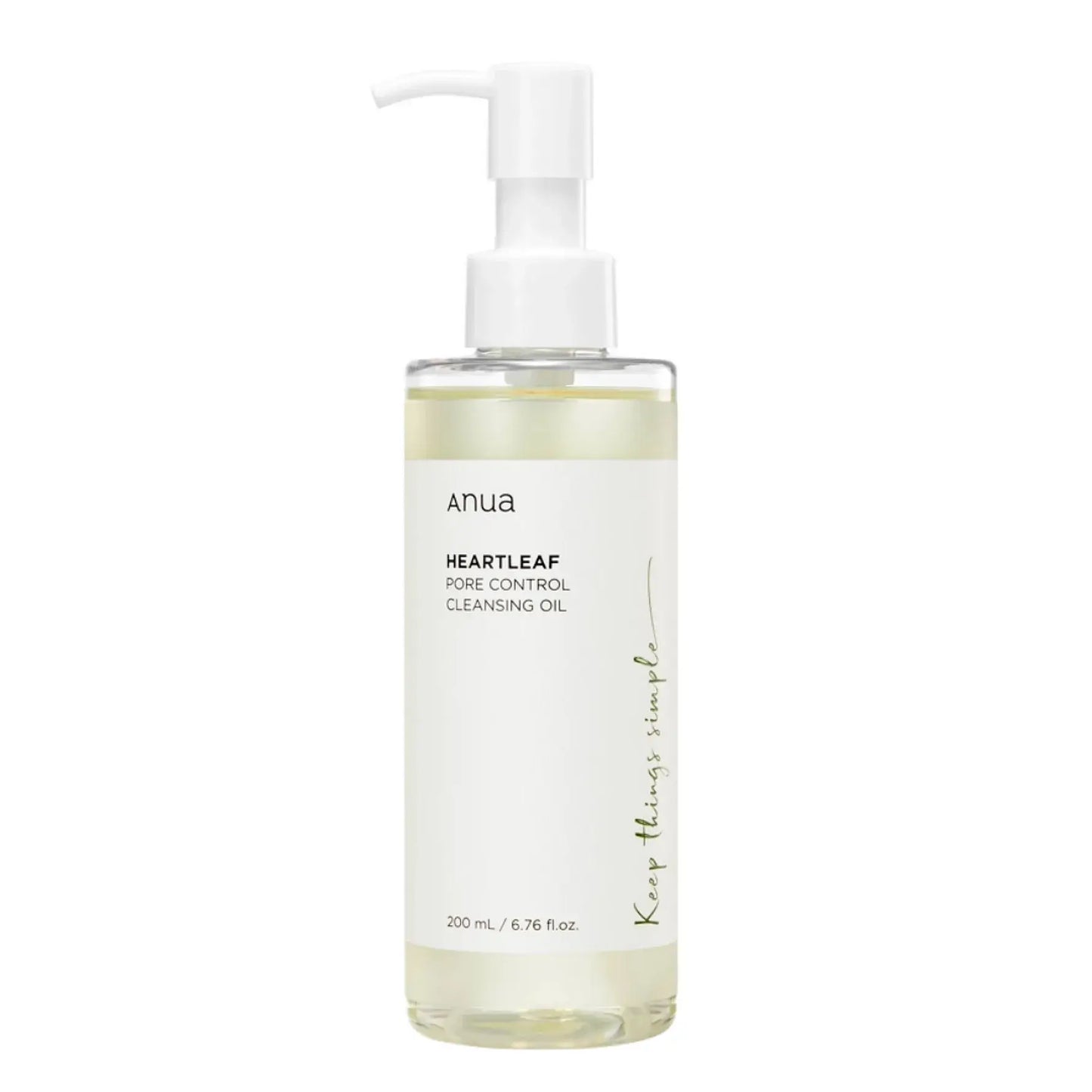 Anua Heartleaf Pore Control Cleansing Oil – Skånsom renseolie med hjertensblad, der effektivt fjerner makeup og renser porerne uden at irritere huden. 200 ml.