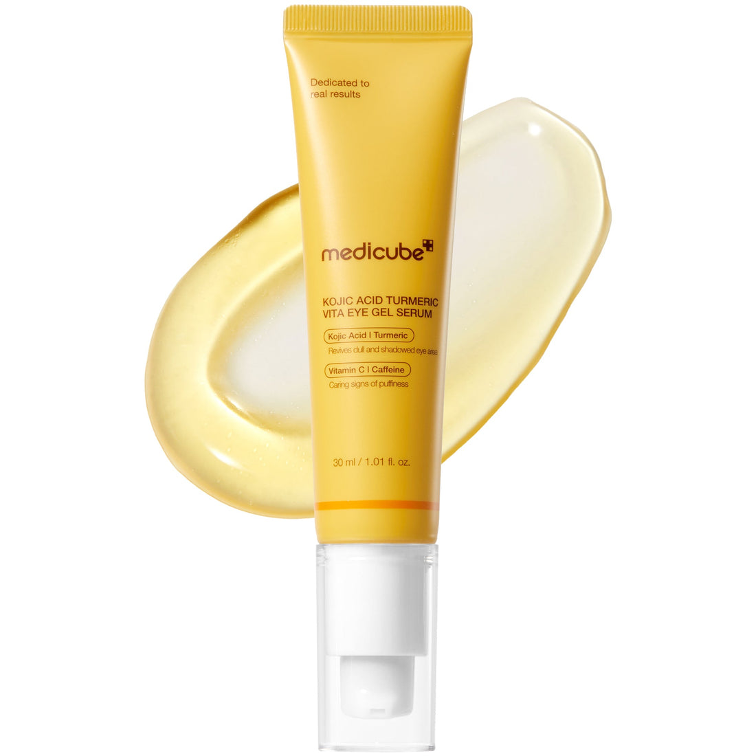 Medicube Kojic Acid Turmeric Vita Eye Gel Serum – tuben med gelteksturen
