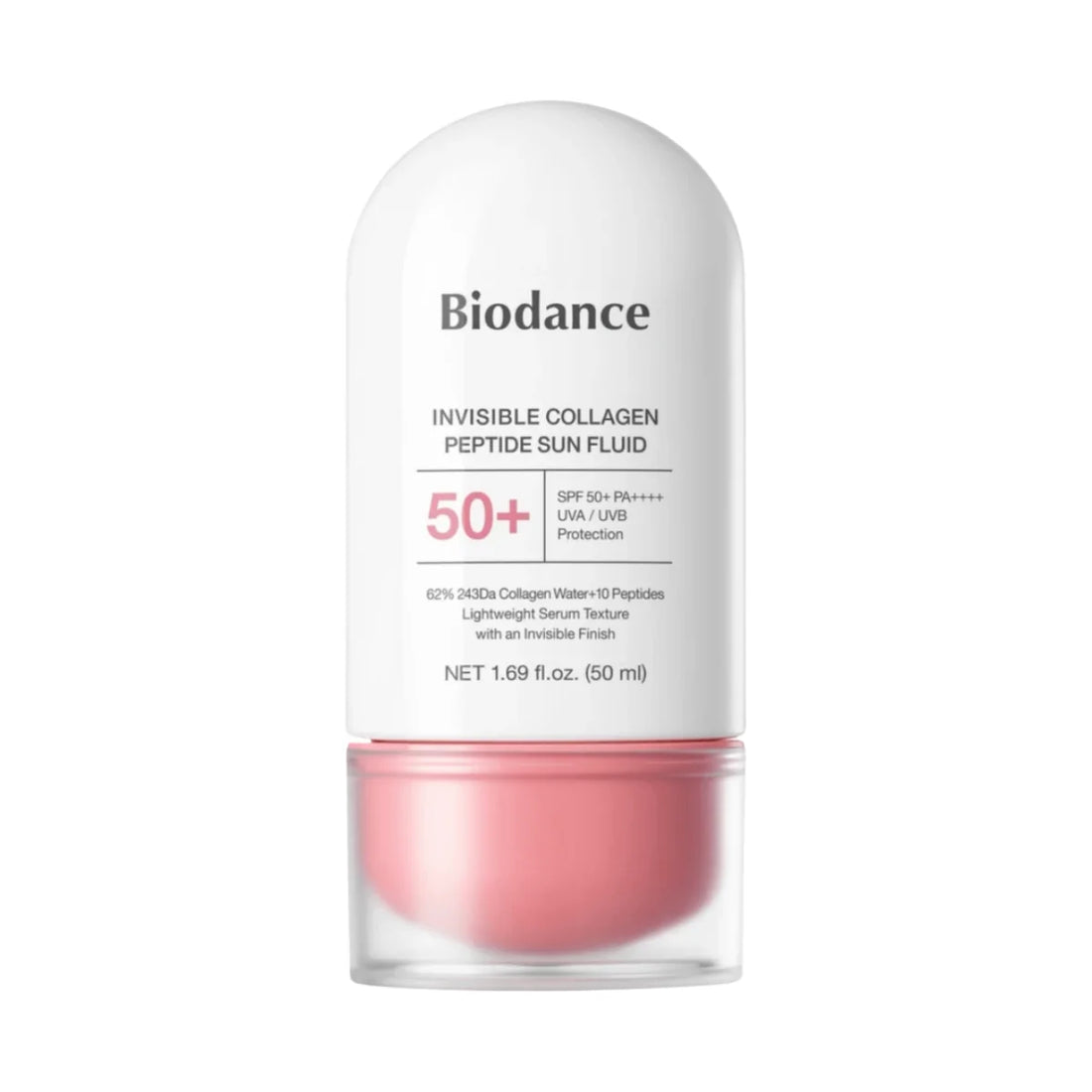 Biodance Invisible Collagen Peptide Sun Fluid – flasken set forfra