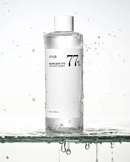 Anua Heartleaf 77 Soothing Toner – Mild og beroligende toner med 77% hjertensblad-ekstrakt, der fugter og lindrer sensitiv hud. 250 ml.