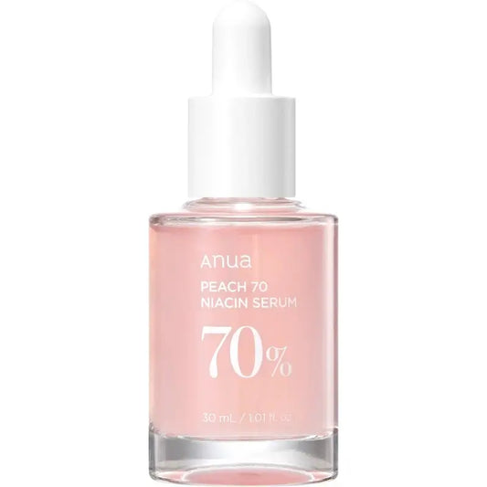 Anua Peach 70 Niacinamide Serum – Opfriskende serum med 70% ferskenekstrakt og niacinamid for en mere ensartet og strålende hud. 30 ml.