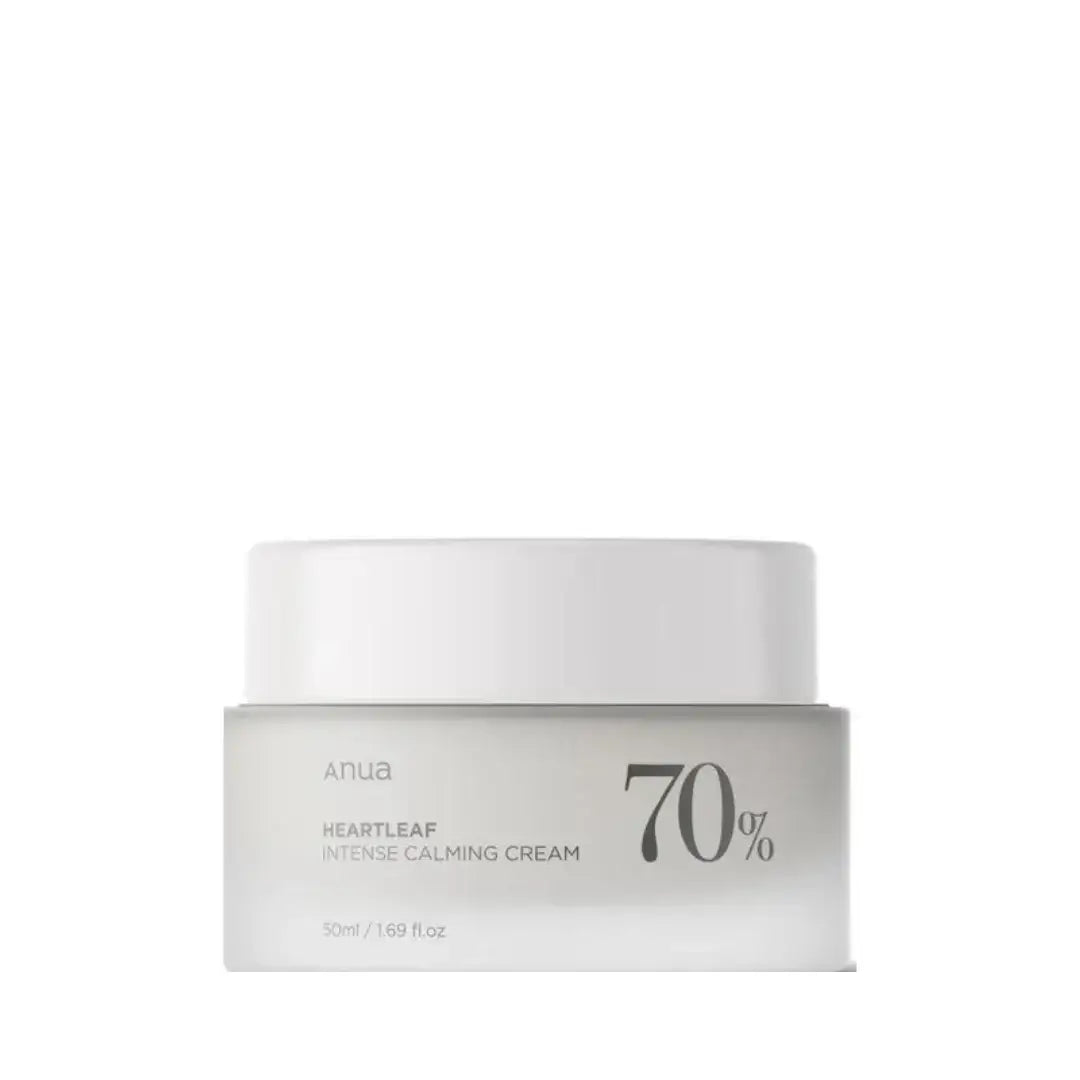 Anua Heartleaf 70% Intense Calming Cream – Beroligende creme med 70% hjertensblad-ekstrakt, der lindrer irritation og styrker hudbarrieren. 50 ml.