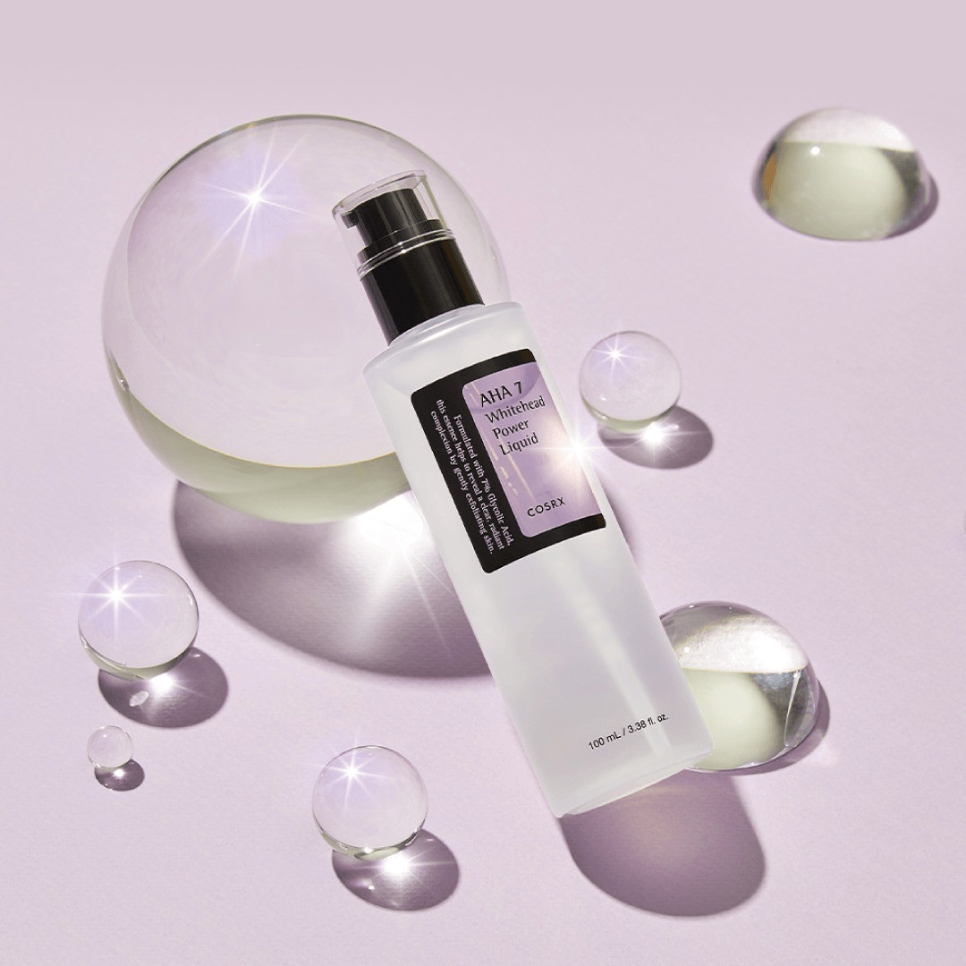  COSRX AHA 7 Whitehead Power Liquid med lilla bagrund 
