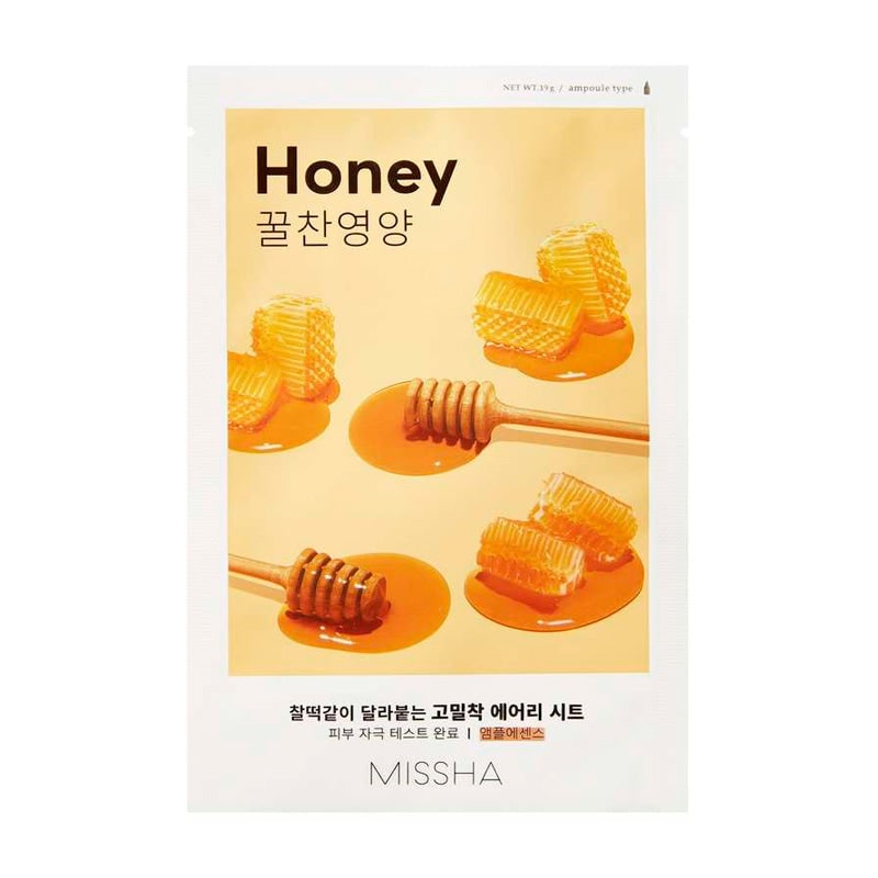 Missha AIry Fit Sheet Mask Honey koreansk ansigts maske på hvid baggrund 