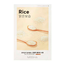 Missha AIry Fit Sheet Mask Rice på en hvid baggrund 