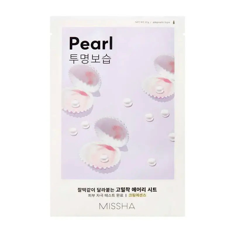 Missha Airy Fit Sheet Mask Pearl – Lysnende sheet-maske med perleekstrakt, der giver huden en strålende og jævn glød