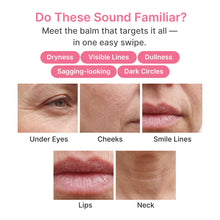 Medicube PDRN Pink Collagen Volume Multi Balm – områder balmen kan bruges på: øjenomgivelser, kinder, smilerynker, læber og hals