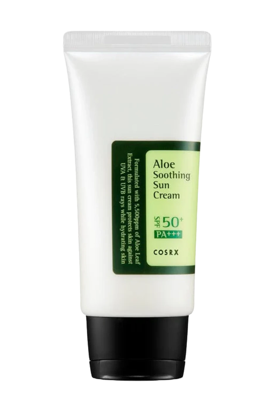 COSRX aloe vera solcreme gennemsigtig baggrund
