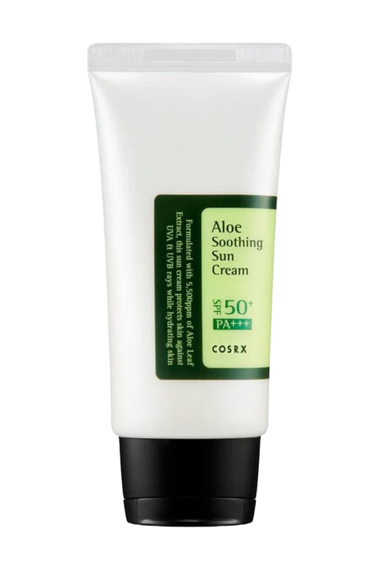COSRX aloe vera solcreme gennemsigtig baggrund
