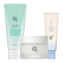 Komiko basis pakke 3 steps parfumefri med Beauty of Joseon Green Plum Refreshing Cleanser, Dynasty Cream og Relief Sun Aqua-Fresh SPF50+