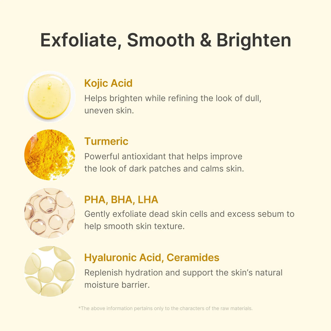 Medicube Kojic Acid Turmeric Peel Shot – nøgleingredienser: kojicsyre, gurkemeje, PHA, BHA, LHA og hyaluronsyre