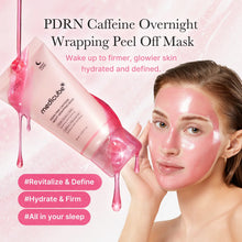 Medicube PDRN Pink Caffeine Night Wrapping Mask – natmasken lagt på ansigtet