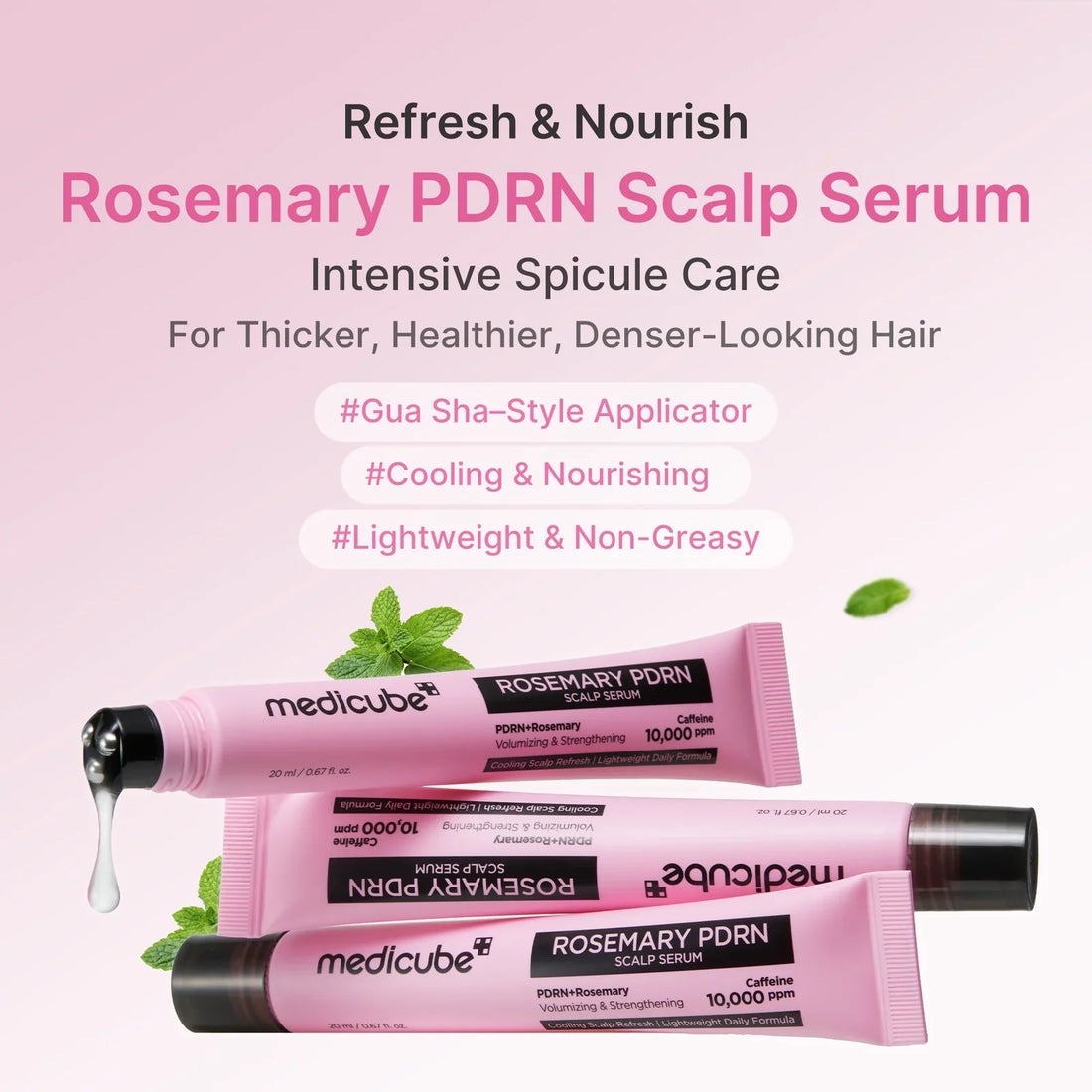 Medicube Rosemary PDRN Scalp Serum – tube med applikator til hovedbunden